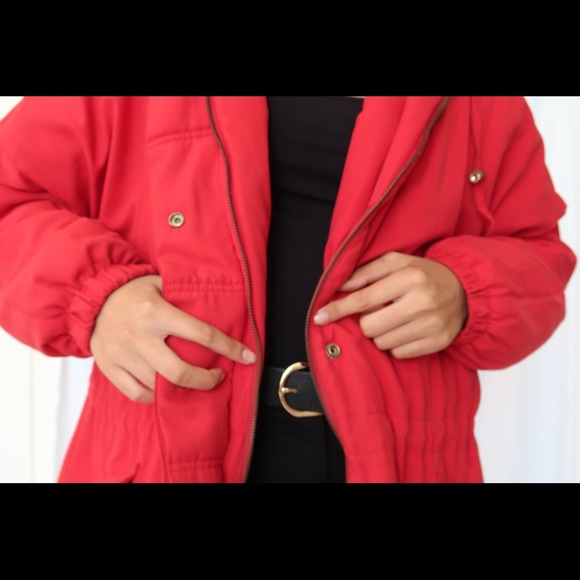 Red outerwear Layer Jacket coat hoodie Size 8 - Picture 5 of 6